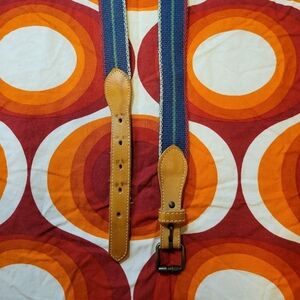 VINTAGE NAVY STRIPED GENUINE LEATHER BELT